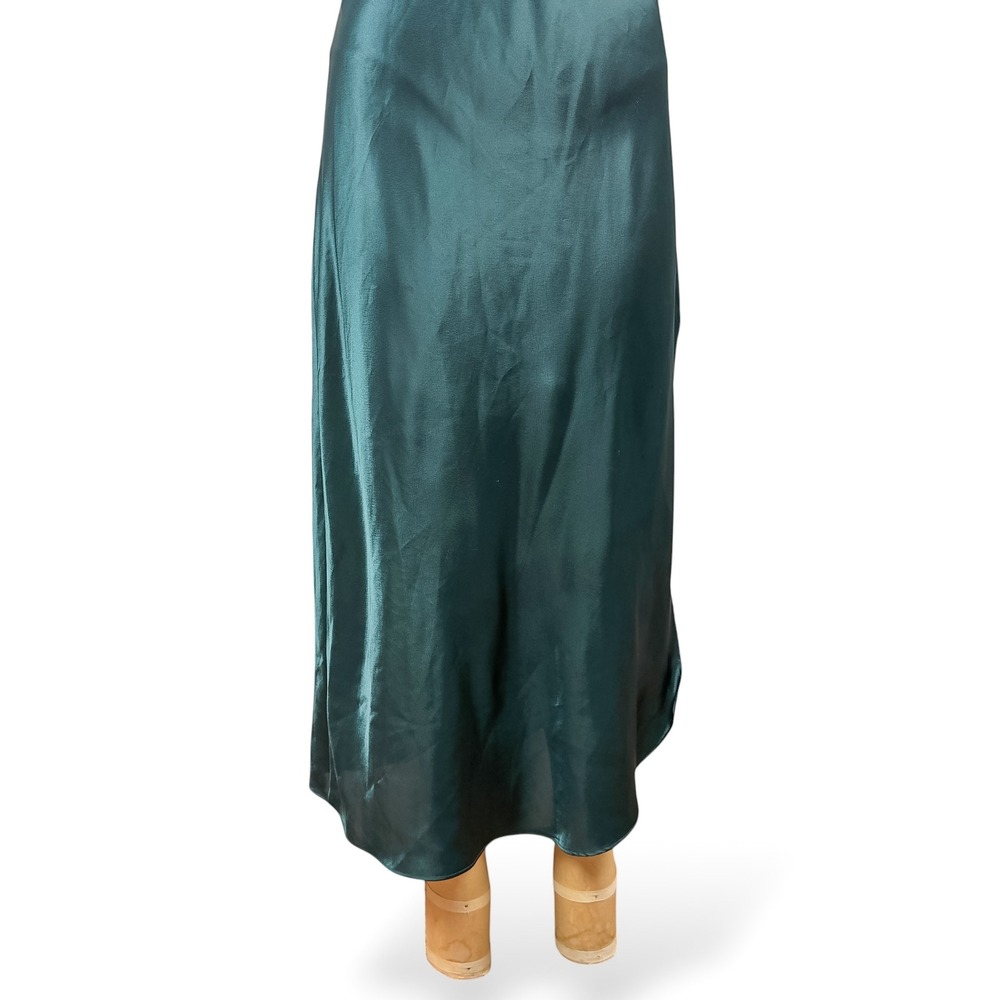 90's Emerald Maxi Slip Dress Strappy Low Back Glam Evening Matallic Size M - Picture 11 of 14
